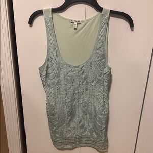 Express Green Fitted Ribbed Tank Top